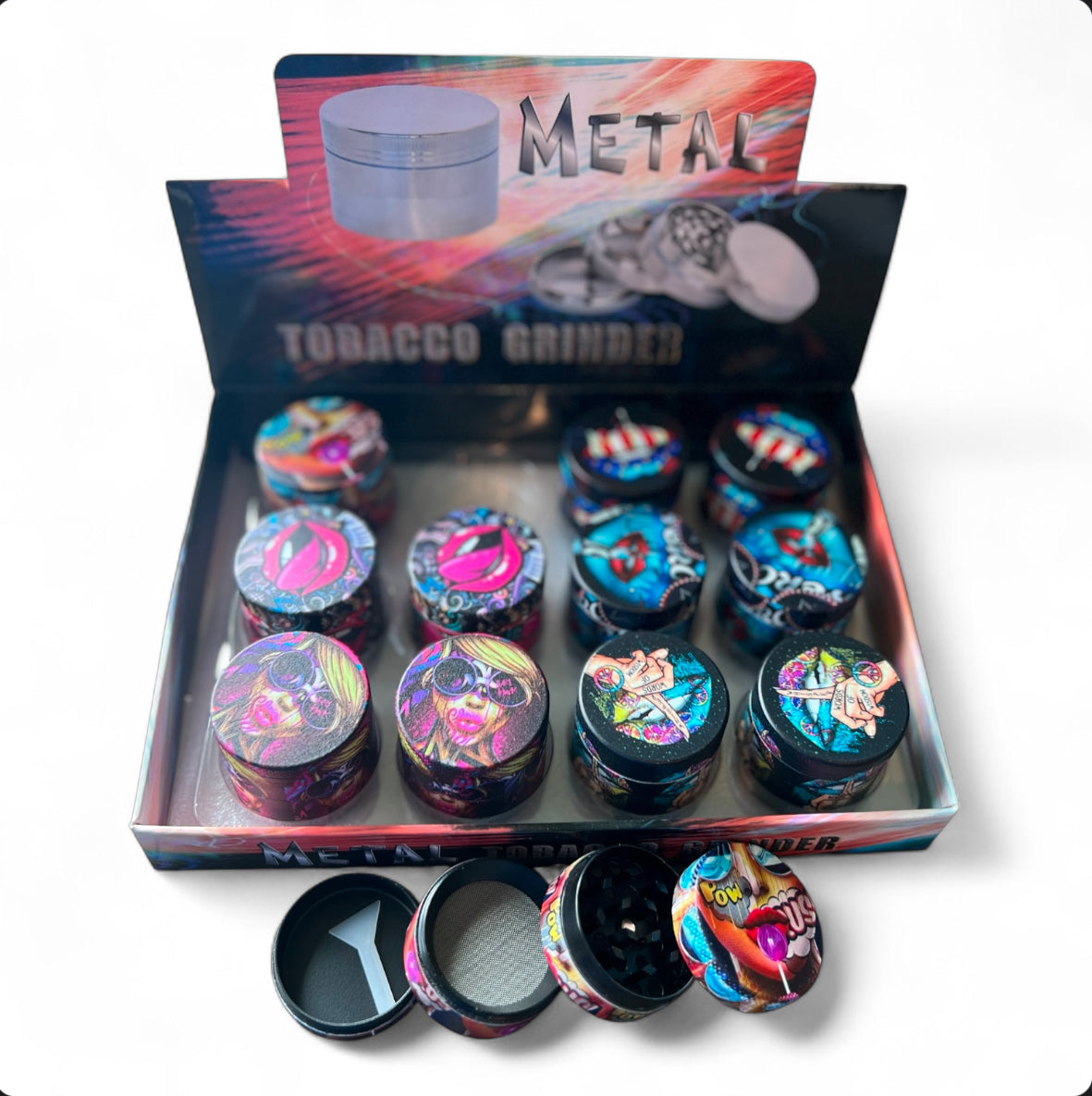 LIPS 4 PART METAL TOBACCO GRINDER 40MM 12CT BOX
