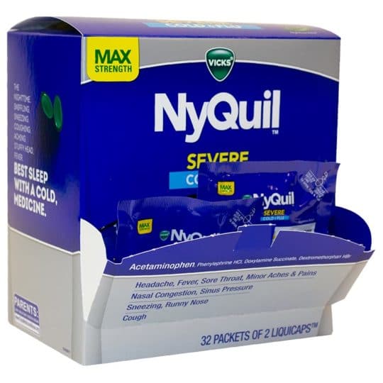 MEDICINE BOX NYQUIL SEVERE COLD & FLU 32CT