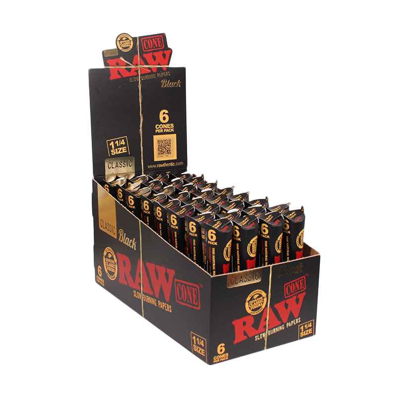 RAW CONE 6PK BLACK