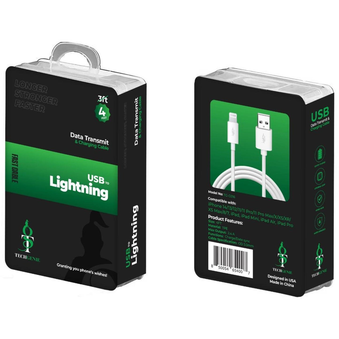 TECHGENIE-USB TO IPHONE CABLE