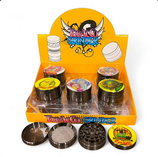 RICK N MORTY PRINT 4 PART METAL TOBACCO GRINDER 55MM 12CT BOX