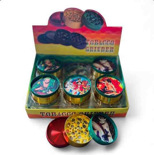 ONE PIECE 3 PART METAL TOBACCO GRINDER 50MM 12CT BOX