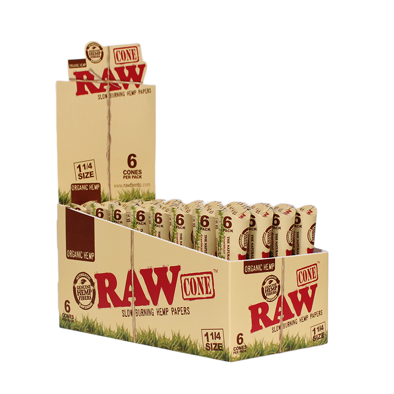 RAW CONE 6PK ORGANIC HEMP