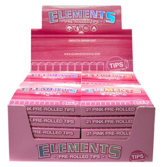 ELEMENTS TIPS-PRE ROLL PINK - SMOOTH GRAIN CUT 20CT