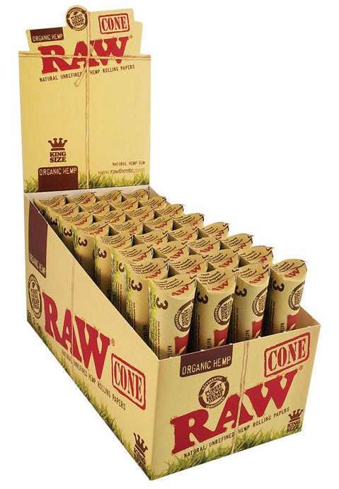 RAW CONE 3PK ORGANIC HEMP